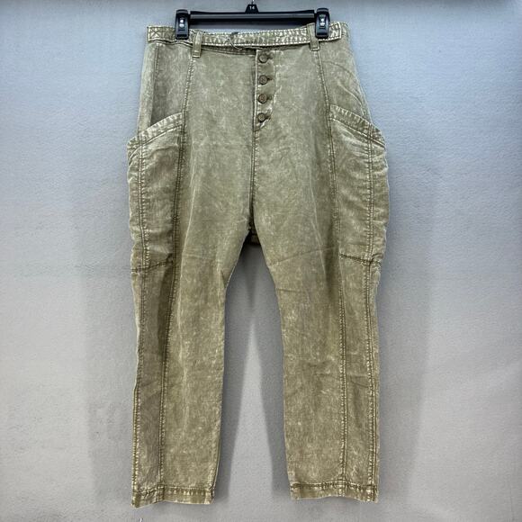 Free People Pants - Free People Pants Women's Size 2 Tan Baggy Cargo Button Fly Slouchy Paper Bag